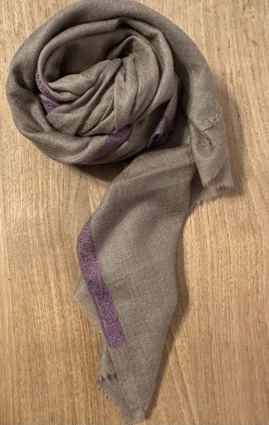 Cashmere Kashmir Shawl with embroidered floral border