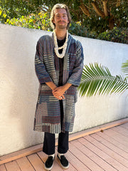 Indigo Kantha Patchwork Robe