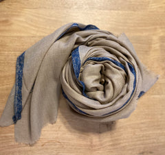 Cashmere Kashmir Shawl with embroidered floral border