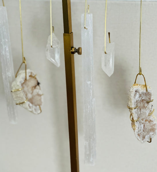 Crystal, shell, stone and geode ornaments