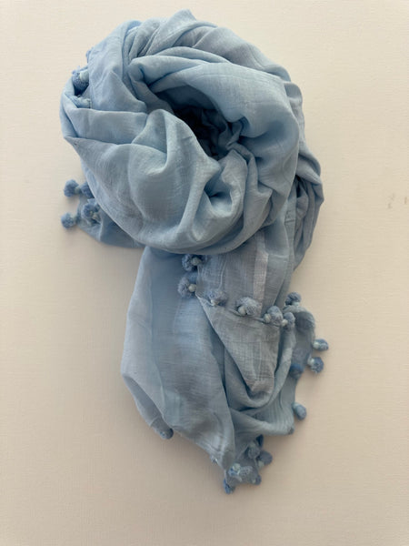 SAMPLE SALE Jaipur classic pom scarf cotton & silk