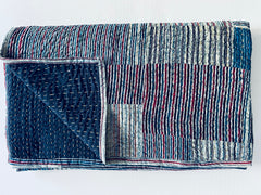 Indigo Kantha Patchwork Quilt