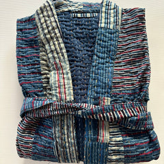 Indigo Kantha Patchwork Robe