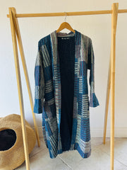 Indigo Kantha Patchwork Robe