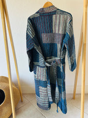 Indigo Kantha Patchwork Robe