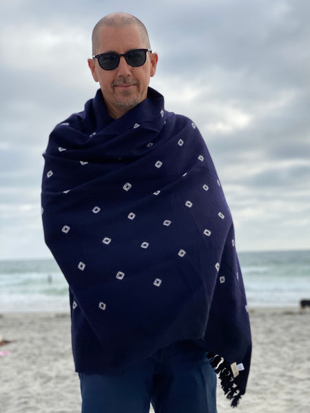 Cashmere Shibori Indigo Wrap