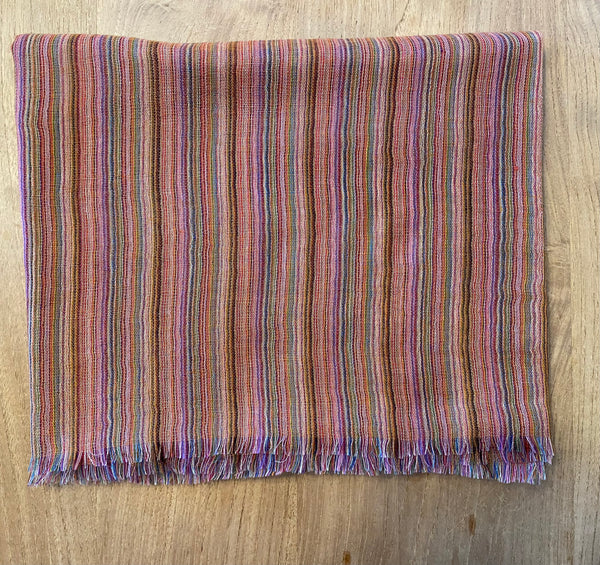 Cashmere Striped ultra fine shawl made with recycled yarn