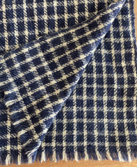 Cashmere scarf classic blue & white check Take Ivy
