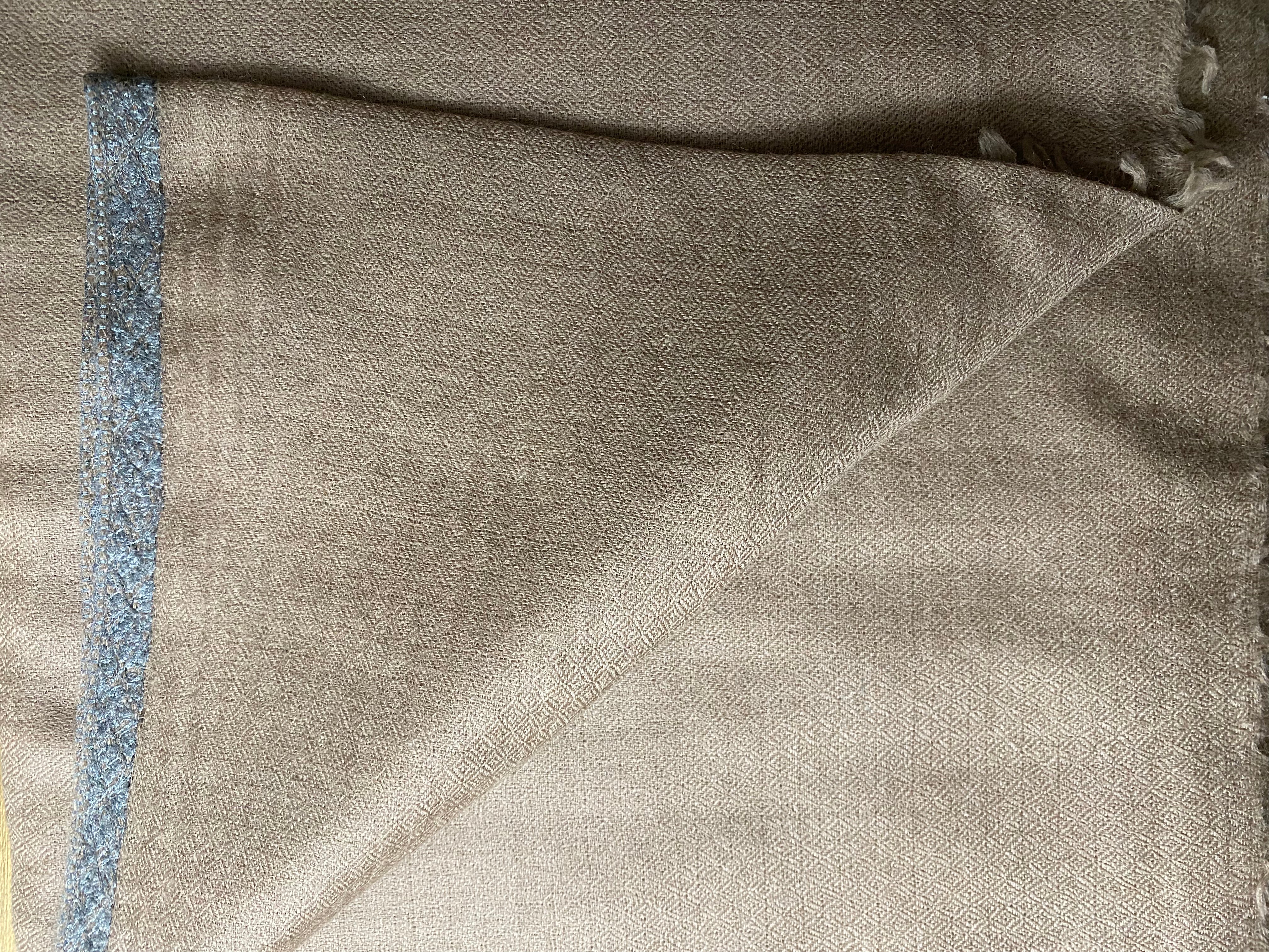 Cashmere Kashmir Shawl with embroidered floral border