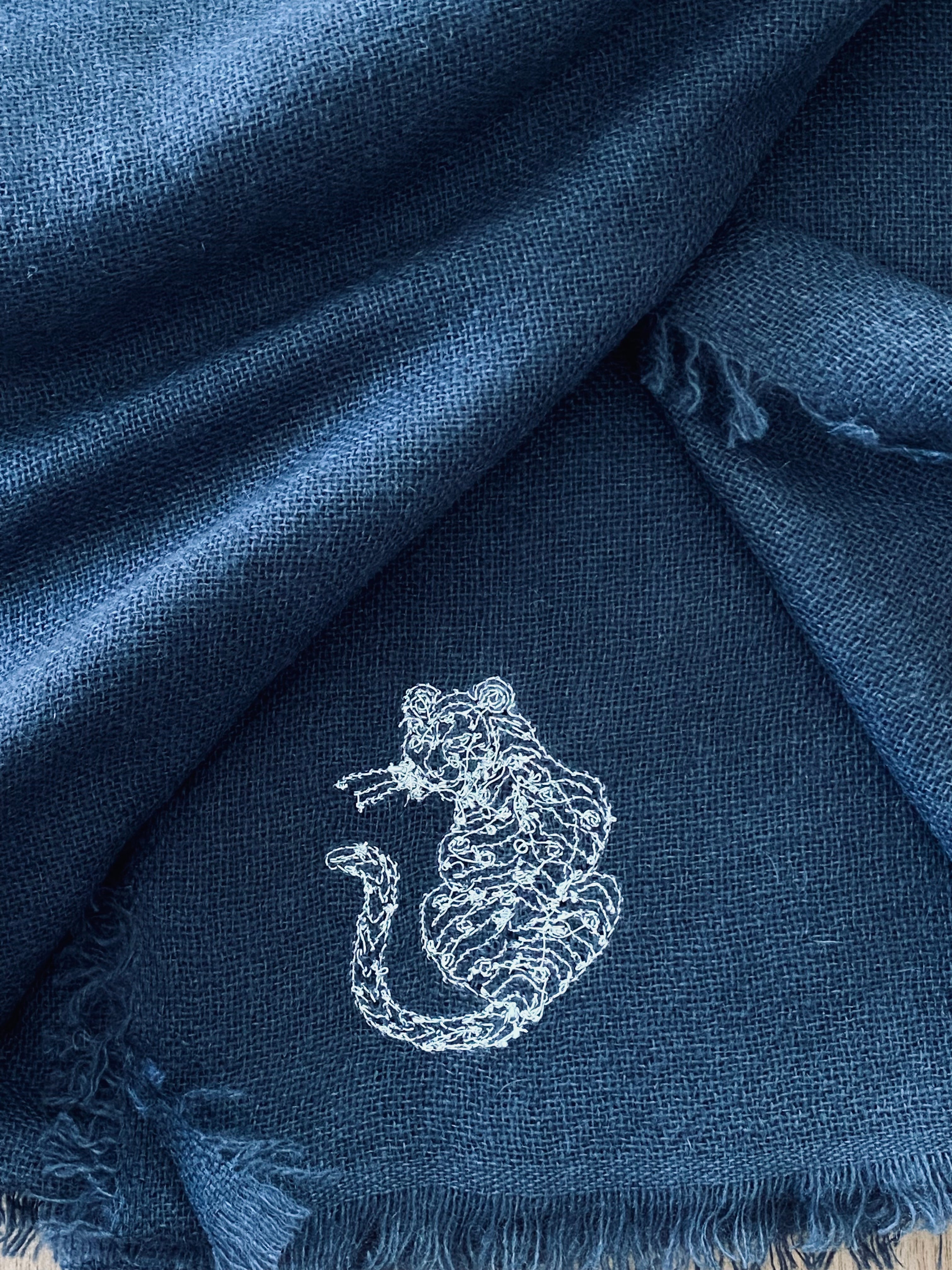 Fibre Tibet limited edition cashmere scarf with embroidered tiger