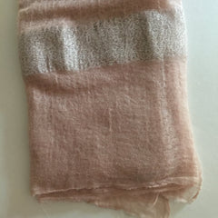 Cashmere ultra fine felted scarf with silver lurex stripe