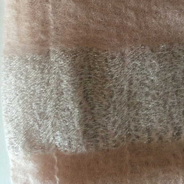 Cashmere ultra fine felted scarf with silver lurex stripe