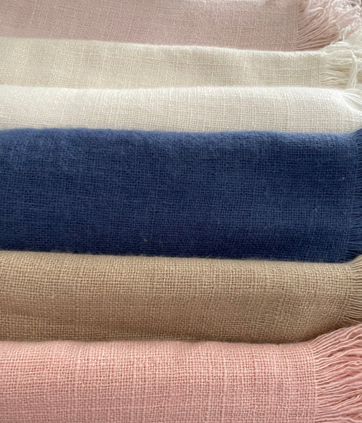 Cashmere Fringed Throw made with hand spun cashmere