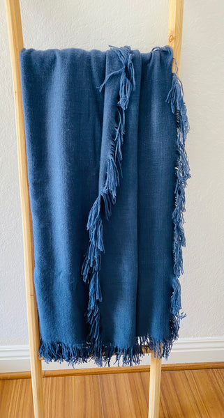 Cashmere Fringed Throw made with hand spun cashmere