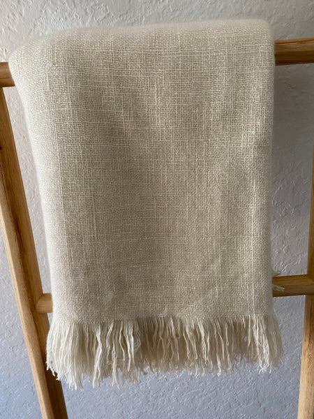 Cashmere Fringed Throw made with hand spun cashmere