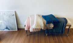 Cashmere Fringed Throw made with hand spun cashmere