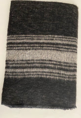 Himalayan Hand Woven Yak Wool Throw-Black with White Stripes