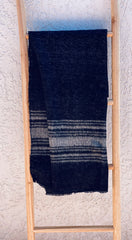 Himalayan Hand Woven Yak Wool Throw-Black with White Stripes